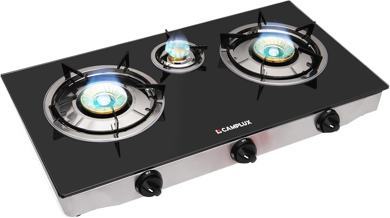 Cocina de Gas Portátil CAMPLUX Explorer 3 Quemadores, 6,25 kW para Camping y Jardín
