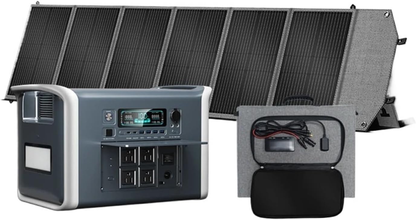 Estación de Energía Solar Portátil 2400W 2048Wh, Batería Lifepo4 con Panel 200W, Cargador USB Tipo-C