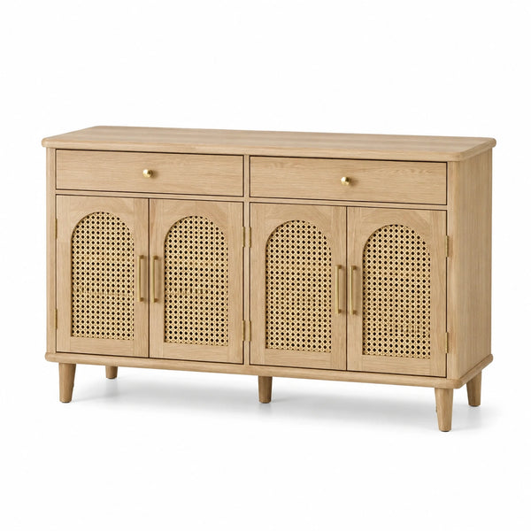 Aparador de Madera con Puertas de Ratán Natural 120cm