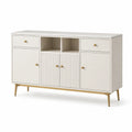 Aparador de MDF Blanco con Detalles Metálicos Dorados 152 cm x 86 cm x 40 cm