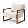 Sillón de madera y poliéster beige 70x70x75 cm