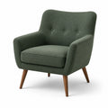 Sillón de tela poliéster verde oscuro con patas de madera