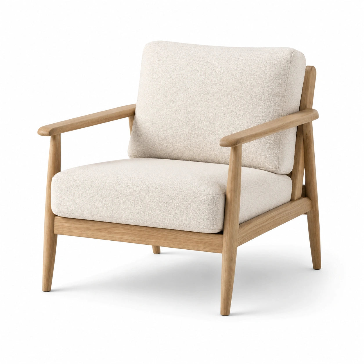 Sillón de madera con cojines de poliéster beige