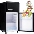 Frigorífico Retro con Congelador 93L, Eficiencia Energética, Luz LED, Color Negro