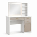 Tocador de MDF blanco con espejo LED y almacenamiento