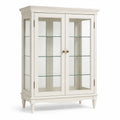 Vitrina de madera con puertas de vidrio templado blanco 180x120x40 cm