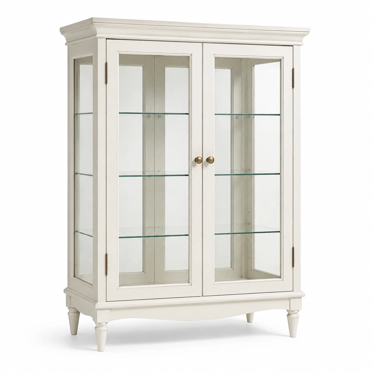 Vitrina de madera con puertas de vidrio templado blanco 180x120x40 cm