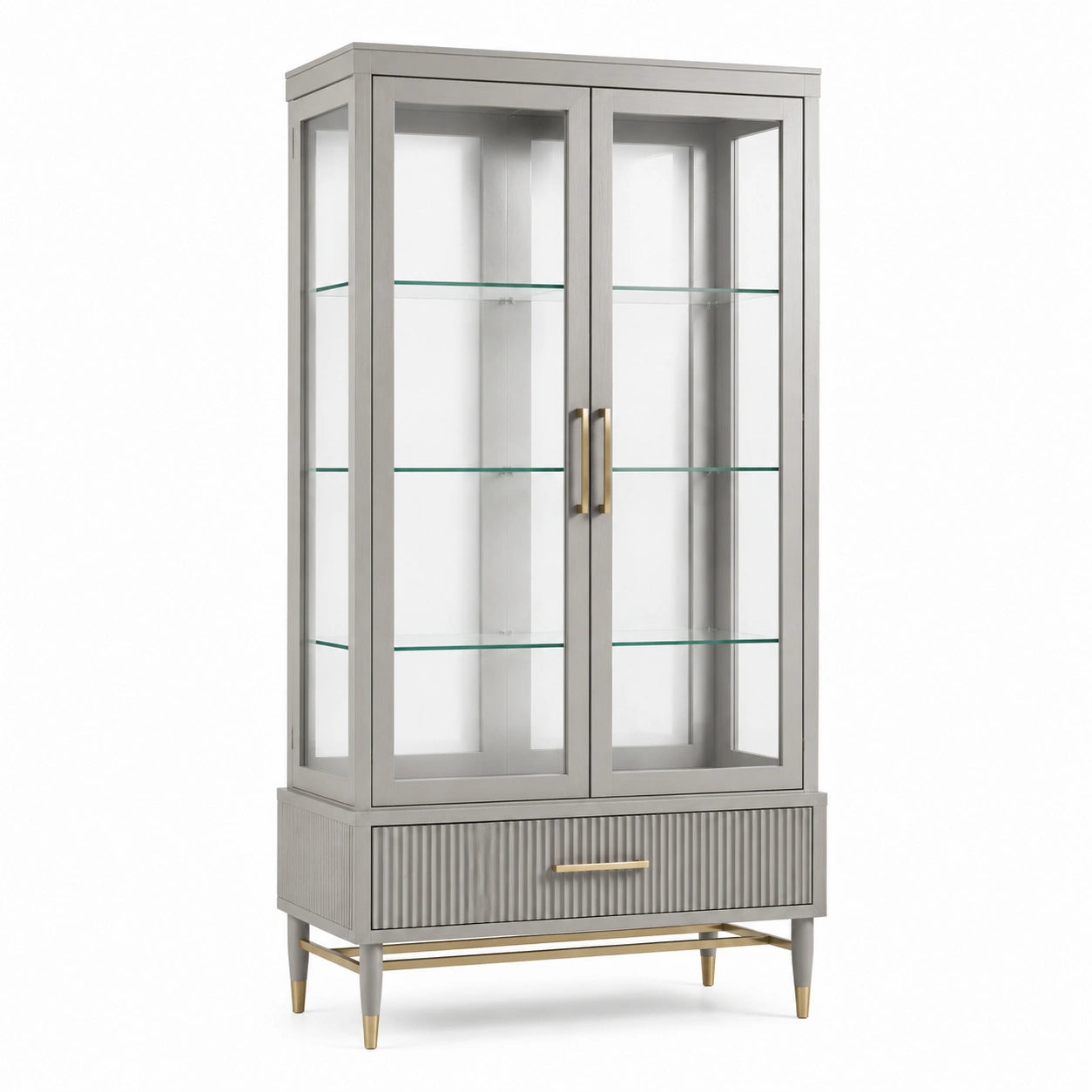 Vitrina de madera gris y vidrio templado de 5 mm