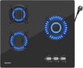Placa de Gas Empotrable 3 Quemadores 60 cm Cristal Negro 7750W