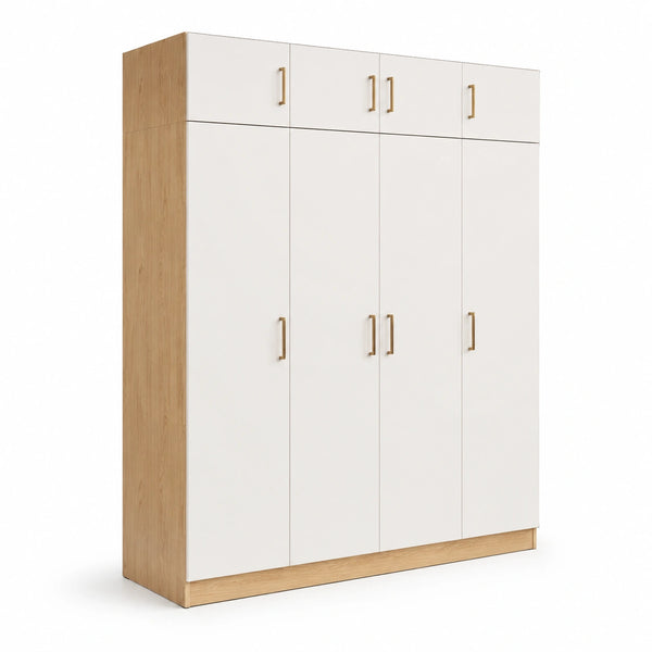 Armario de 6 Puertas MDF Blanco y Roble 200x240x60 cm