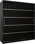 Armario Negro Mate con Puertas Correderas Verona 180x200x62 cm