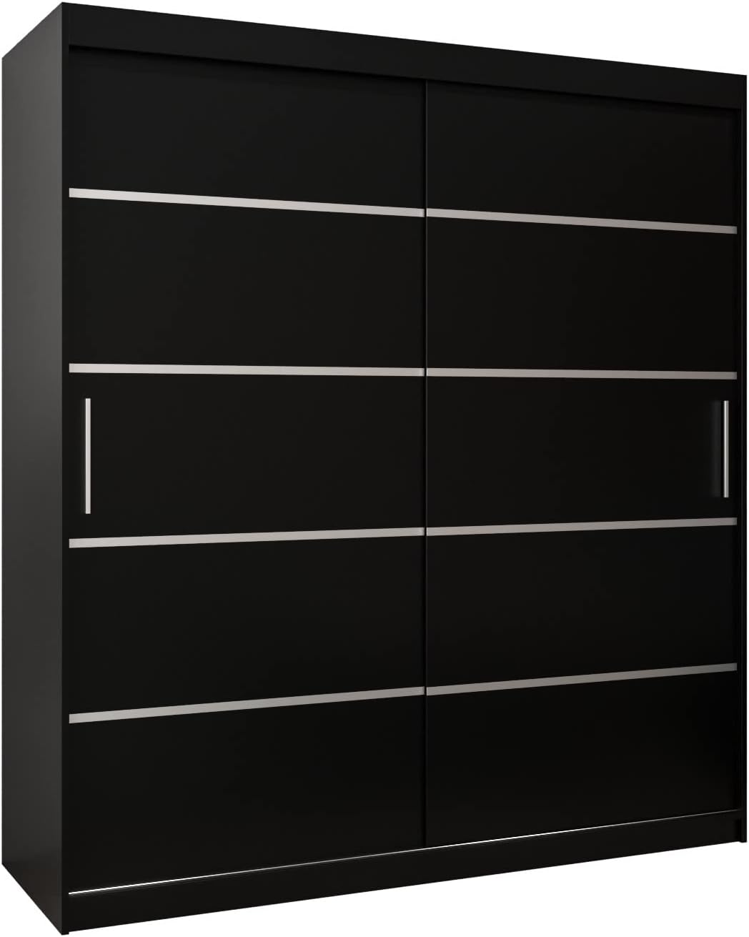 Armario Negro Mate con Puertas Correderas Verona 180x200x62 cm