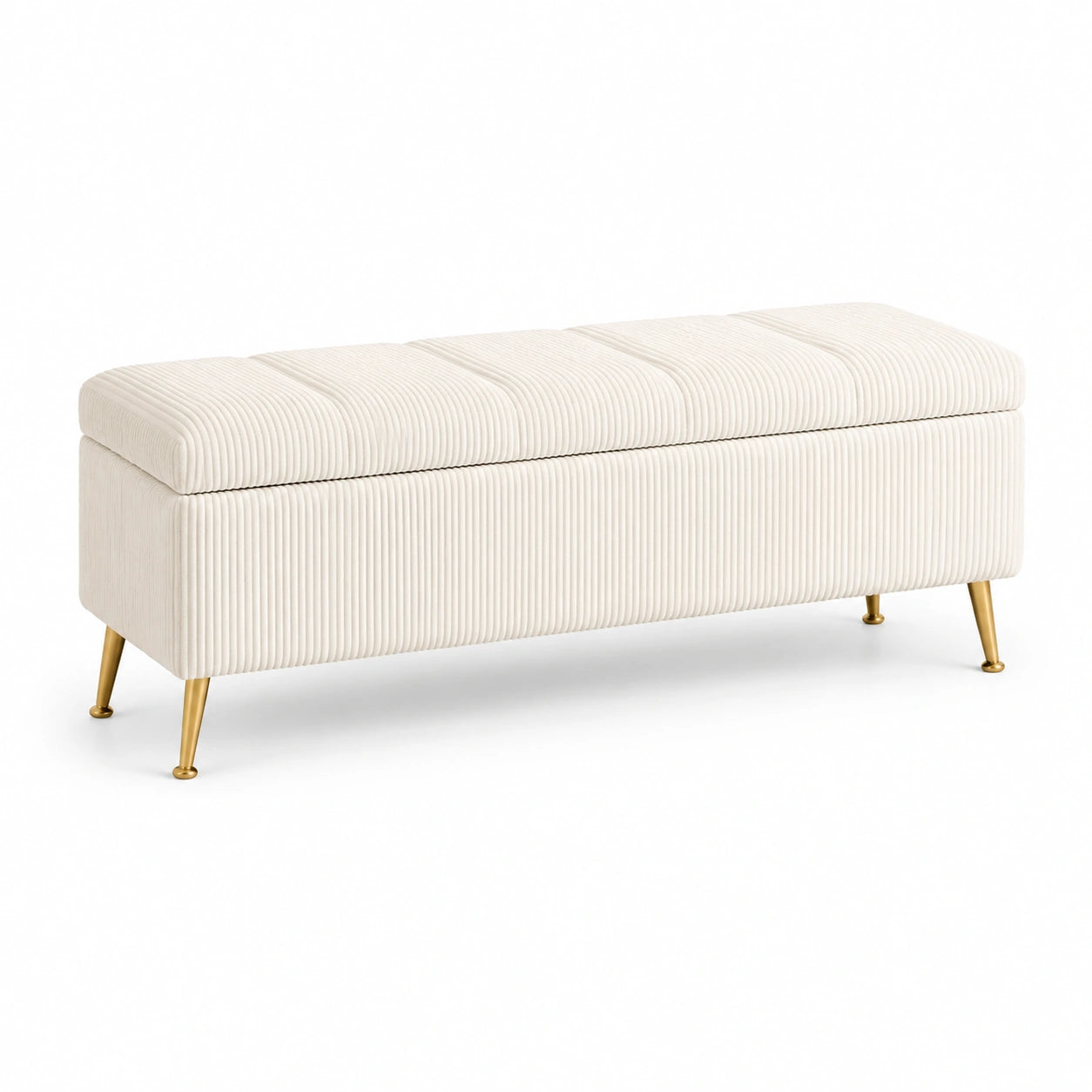 Banco de terciopelo con patas metálicas beige 120x45x40 cm