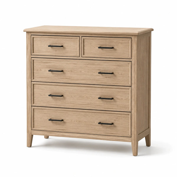 Cómoda de Madera de Roble con 5 Cajones