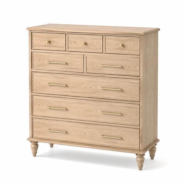 Cómoda de Madera con 7 Cajones de Roble Claro