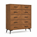 Cajonera de Madera de Roble con Patas Metálicas y 6 Cajones