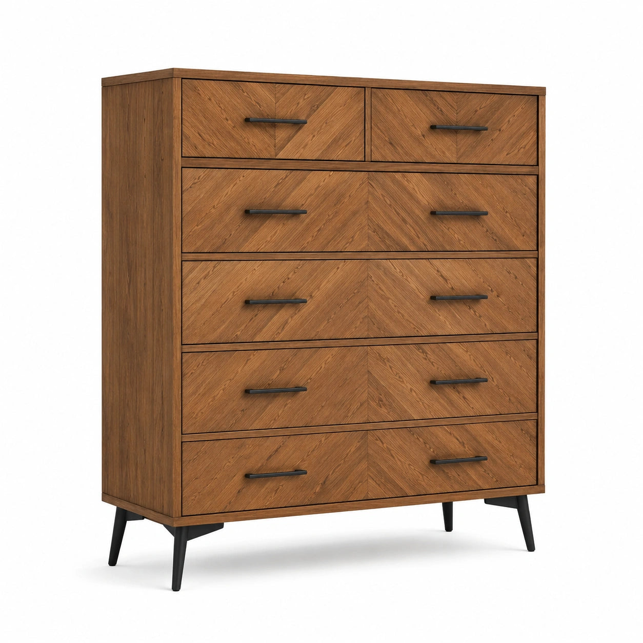 Cajonera de Madera de Roble con Patas Metálicas y 6 Cajones