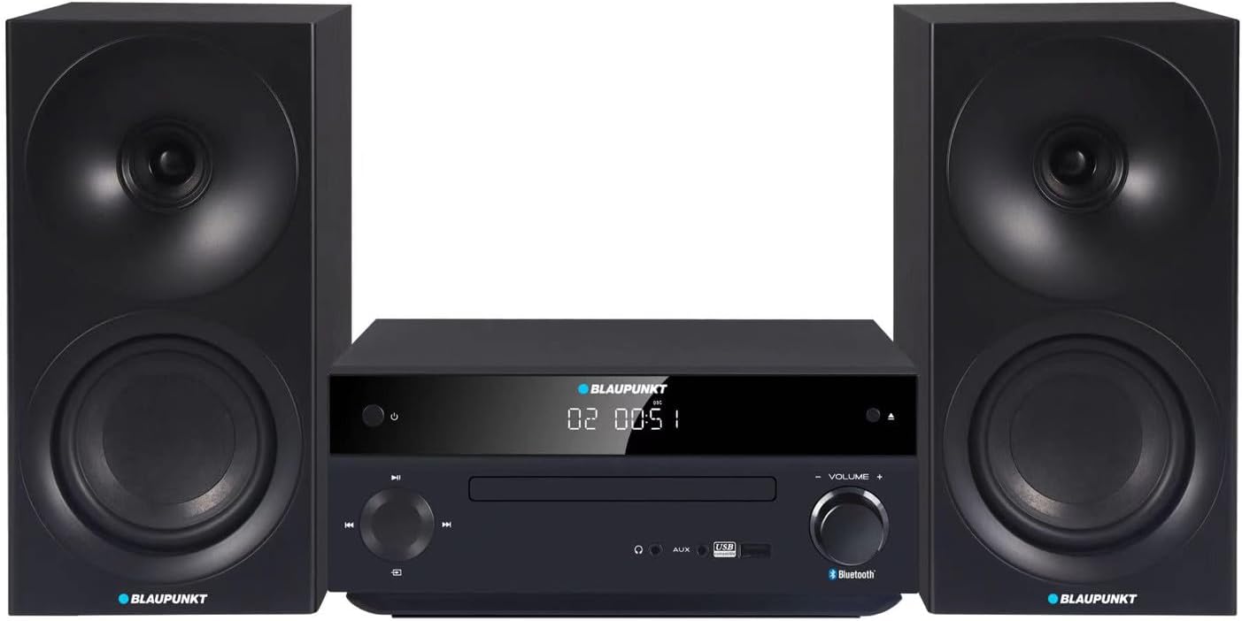 Microcadena Bluetooth Blaupunkt 150W con Radio FM, CD y USB - Negro