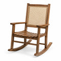 Mecedora de madera y ratán natural marrón claro 82x60x100 cm