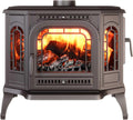 Estufa de leña independiente de hierro fundido negro 10,5 kW, apertura eco derecha