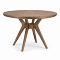 Mesa de comedor redonda de madera de nogal