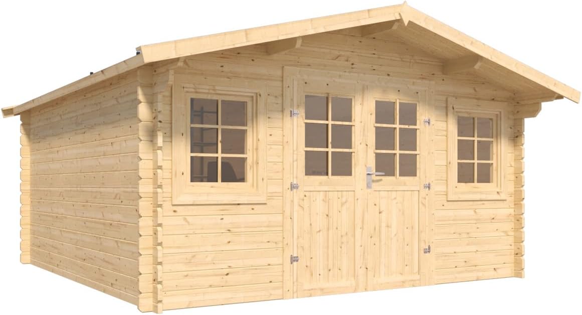 Cobertizo de Jardín Moderno 14 m² con Madera de Pino y Techo Impermeable