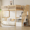 Litera alta de madera de pino con escalera y almacenamiento para niños y adolescentes 90x200 cm