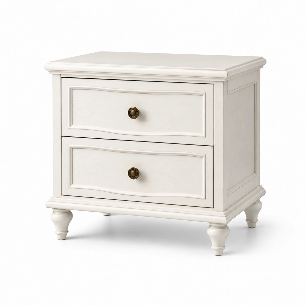Mesita de noche de madera blanca con dos cajones 60x40x55 cm