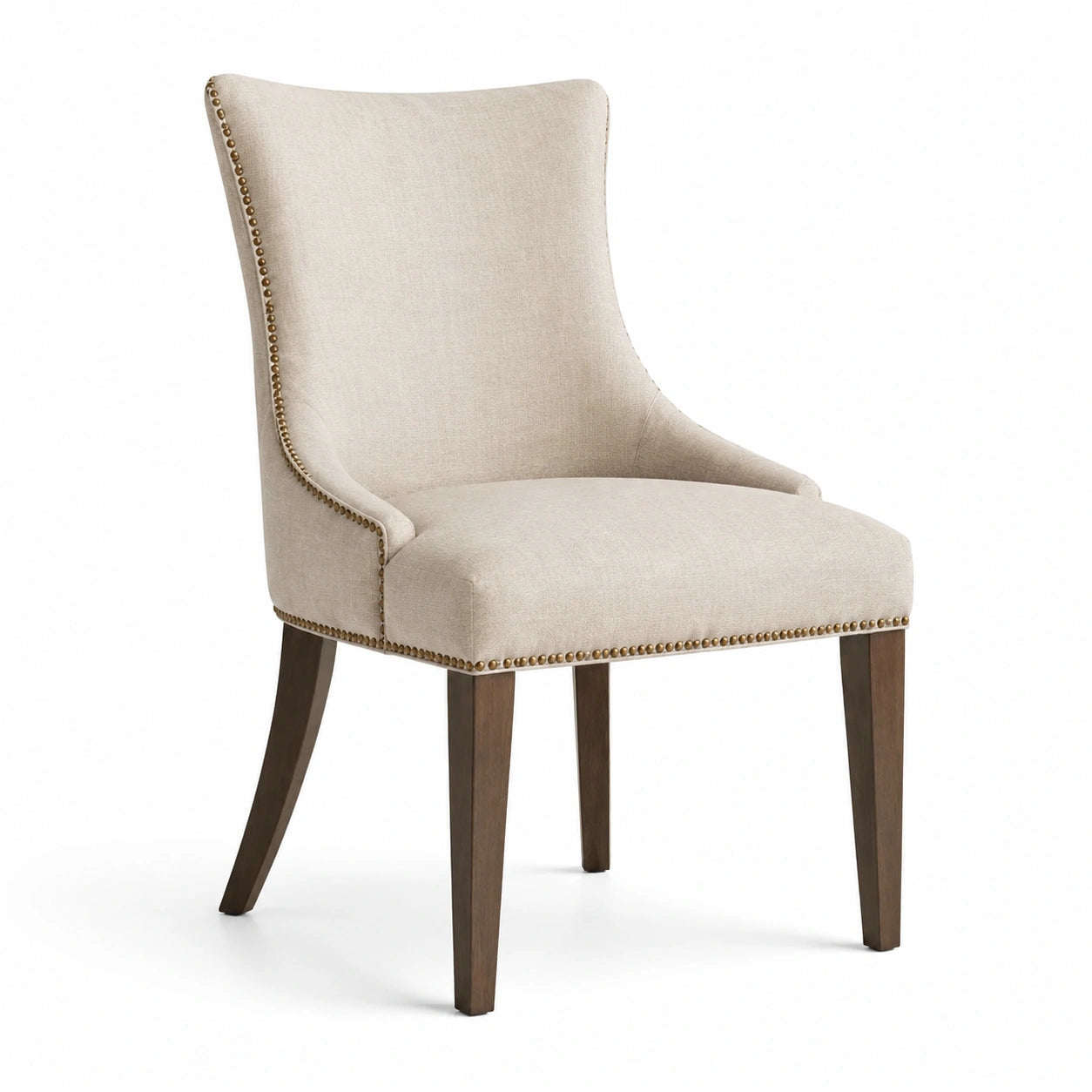 Silla de comedor beige con patas de madera