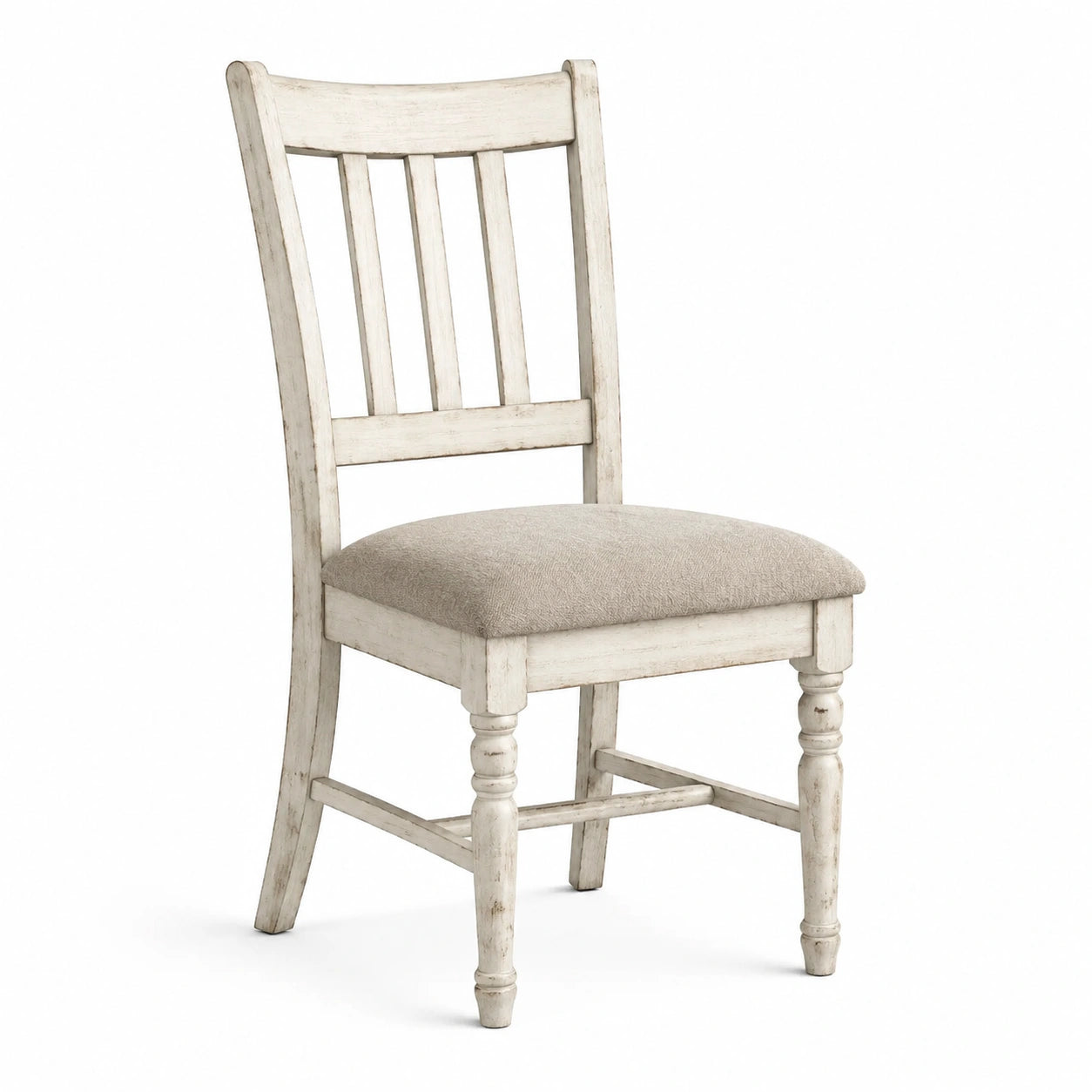 Silla de madera maciza beige con asiento de lino y poliéster