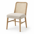 Silla de roble con respaldo de ratán y asiento de poliéster beige