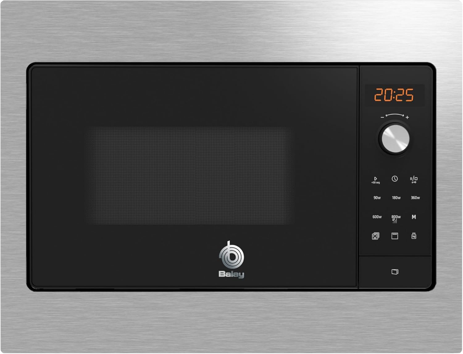 Microondas Integrable Balay de 20L, 800W, Grill, Apertura Izquierda, Negro/Inoxidable