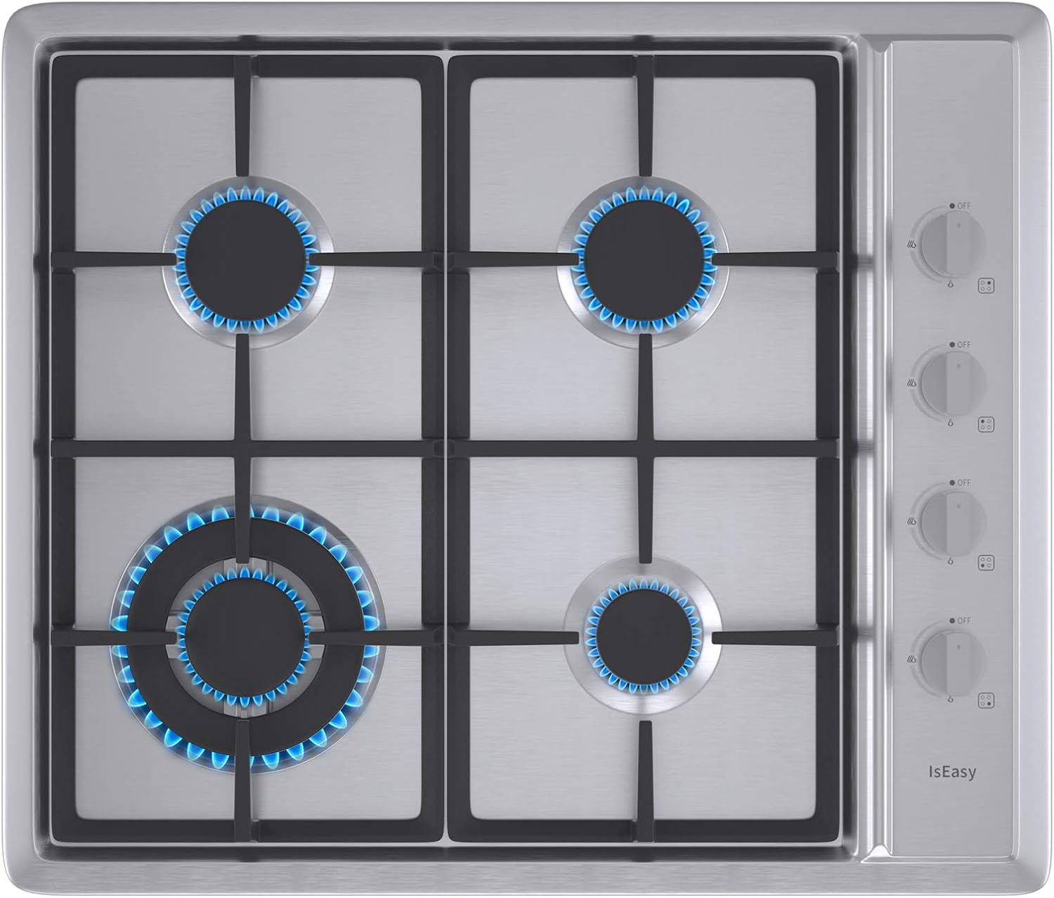 Cocina a Gas de Acero Inoxidable con 4 Quemadores