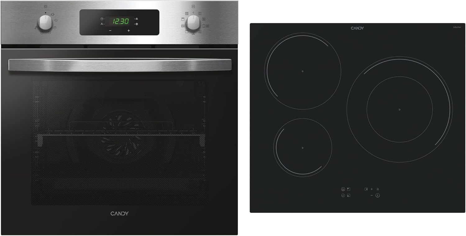 Set de Cocina Candy: Placa de Inducción y Horno Multifuncional 70L con Limpieza Avanzada