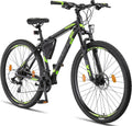 Bicicleta de Montaña 29' Licorne Effect Premium - 21 Velocidades - Unisex Adultos y Niños - Negro/Lima con Frenos de Disco