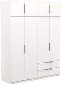 Armario Vestidor Gran Capacidad, 8 Puertas y 2 Cajones, Opciones en Blanco Mate o Roble
