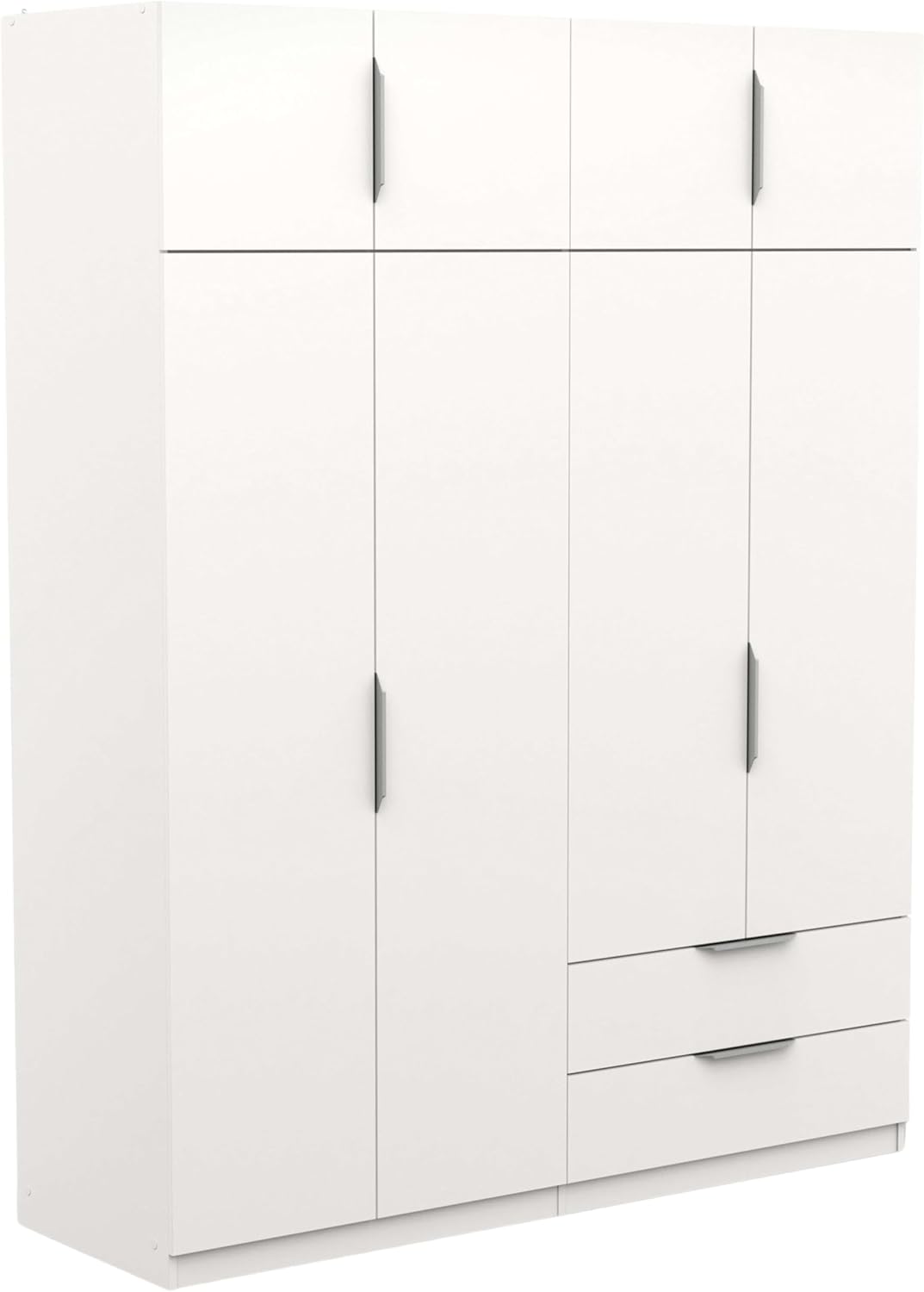 Armario Vestidor Gran Capacidad, 8 Puertas y 2 Cajones, Opciones en Blanco Mate o Roble