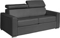 Sofá Cama 3 Plazas de Cuero de Búfalo Gris con Apertura Rápida y Colchón Viscoelástico de 22 cm - Cama 140 cm
