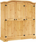 Armario de Madera de Pino con 3 Puertas para Dormitorio