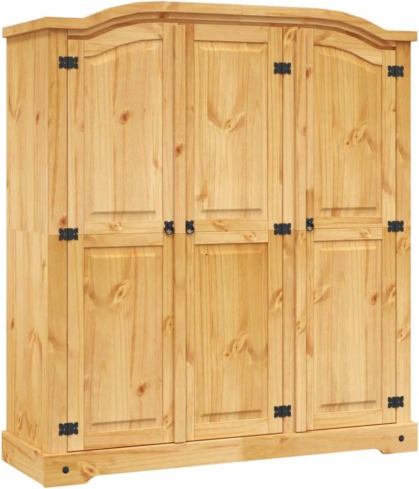 Armario de Madera de Pino con 3 Puertas para Dormitorio