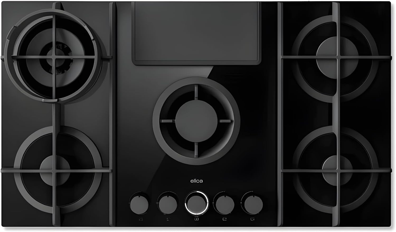 Elica NIKOLATESLA FLAME EVO BL/A/88 - Placa de gas con campana extractora integrada, Negro
