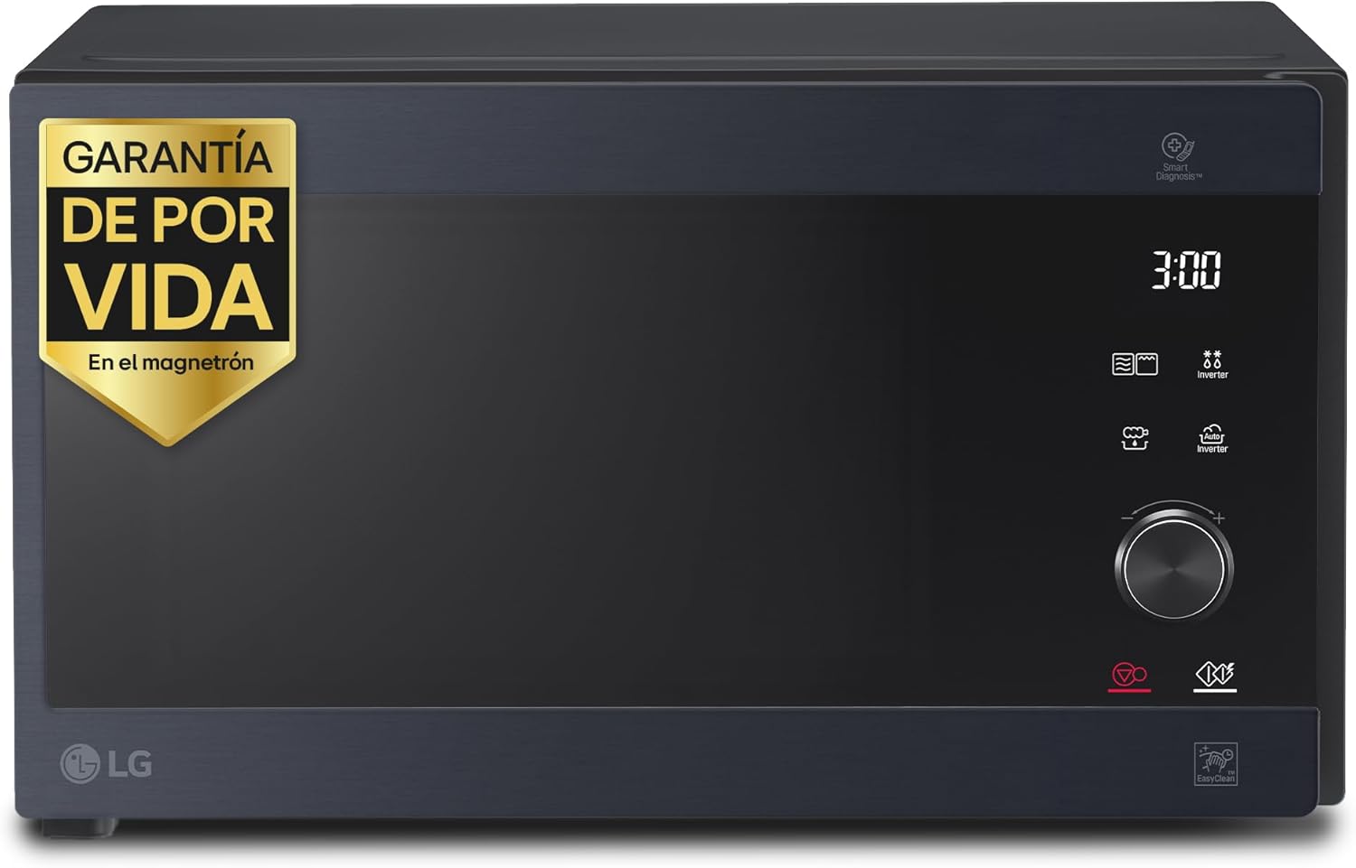 Microondas LG con Grill 25L, 1000W, Smart Inverter y EasyClean, Color Negro