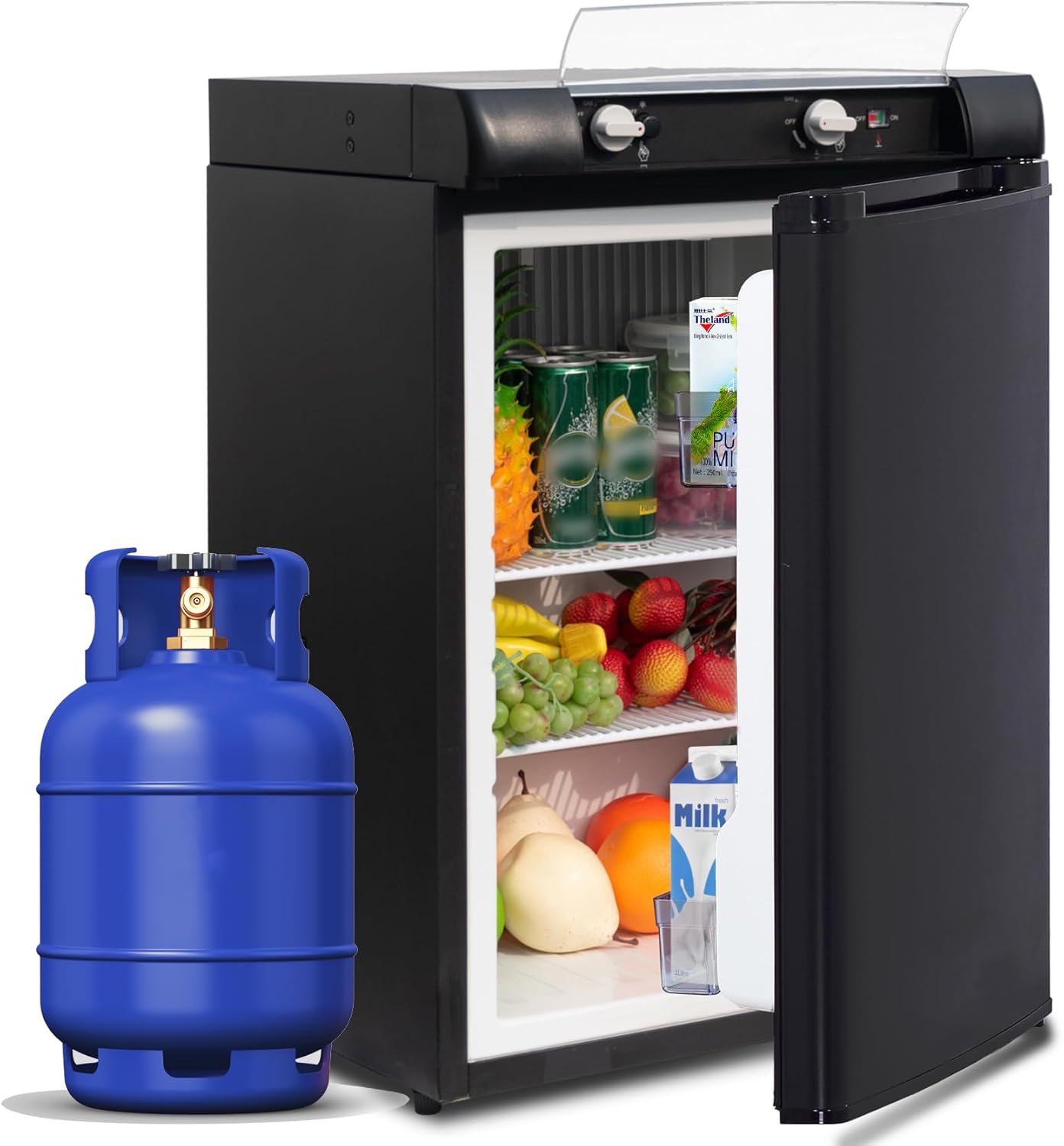 SMETA Nevera Portátil 60L Trivalente 12V/220V, Ideal para Camper y Embarcaciones, Diseño Silencioso en Negro