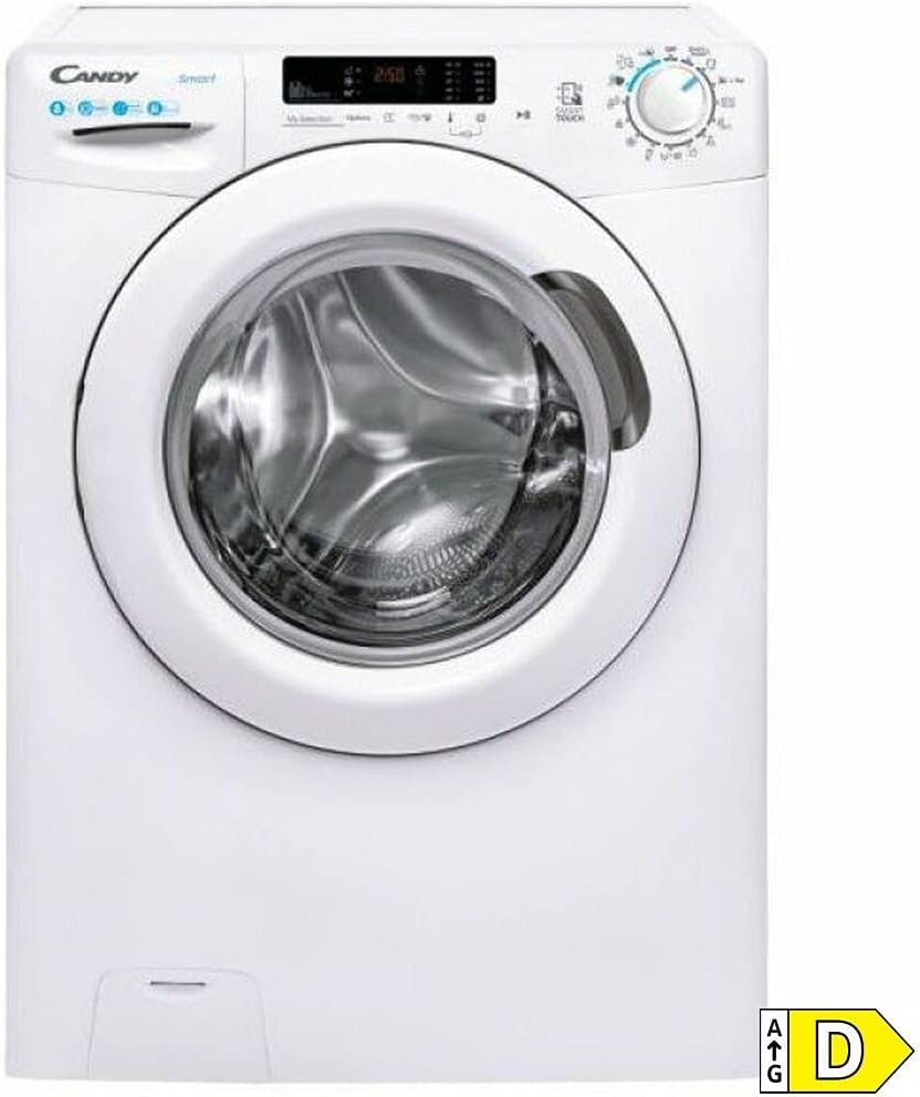 Lavadora Candy Smart 8KG, 1400 RPM, NFC, Voz, 15 Programas, Ciclo Higiene, Blanco