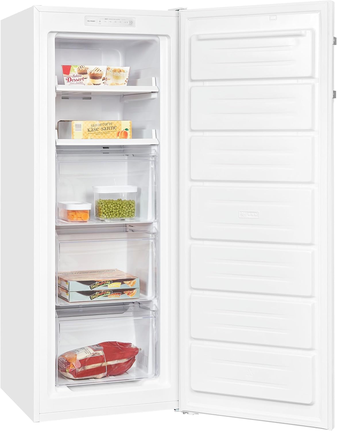 Congelador Vertical No-Frost 161L Clase C Blanco con Puerta Reversible y Alarma