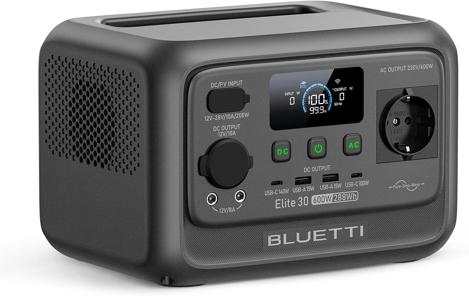BLUETTI Estación de Energía Portátil 288Wh, Generador Solar 600W, Batería LiFePO4 de Carga Rápida
