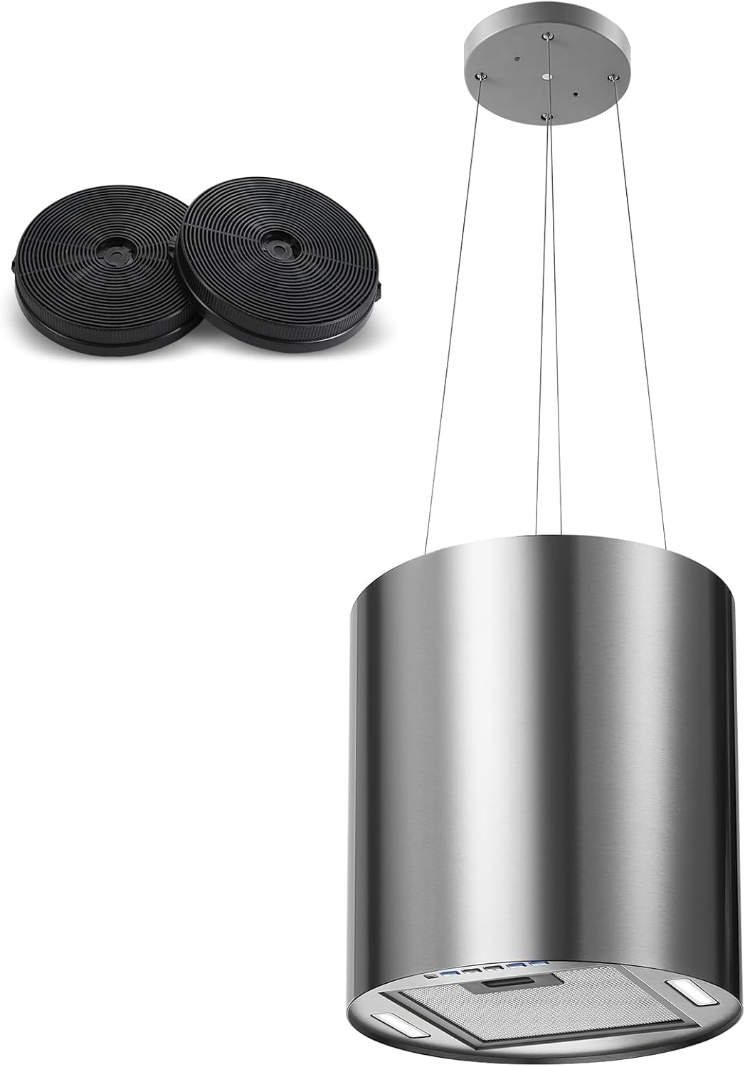 Campana Extractora de Isla sin Conducto SNDOAS, 35cm, 2 Filtros de Carbón, 700 m³/h, 3 Velocidades, Apagado Automático, Luz LED, Acero Inoxidable