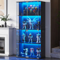 Vitrina de Cristal 168 CM con Luz LED y Sensor, 4 Niveles con Puerta de Seguridad, Negro