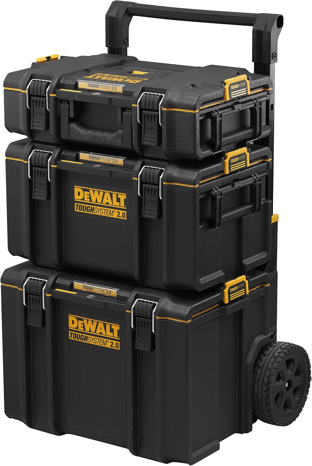 Sistema de Almacenamiento Modular 3 en 1 DEWALT TOUGHSYSTEM 2.0, Resistente y Versátil, Negro y Amarillo
