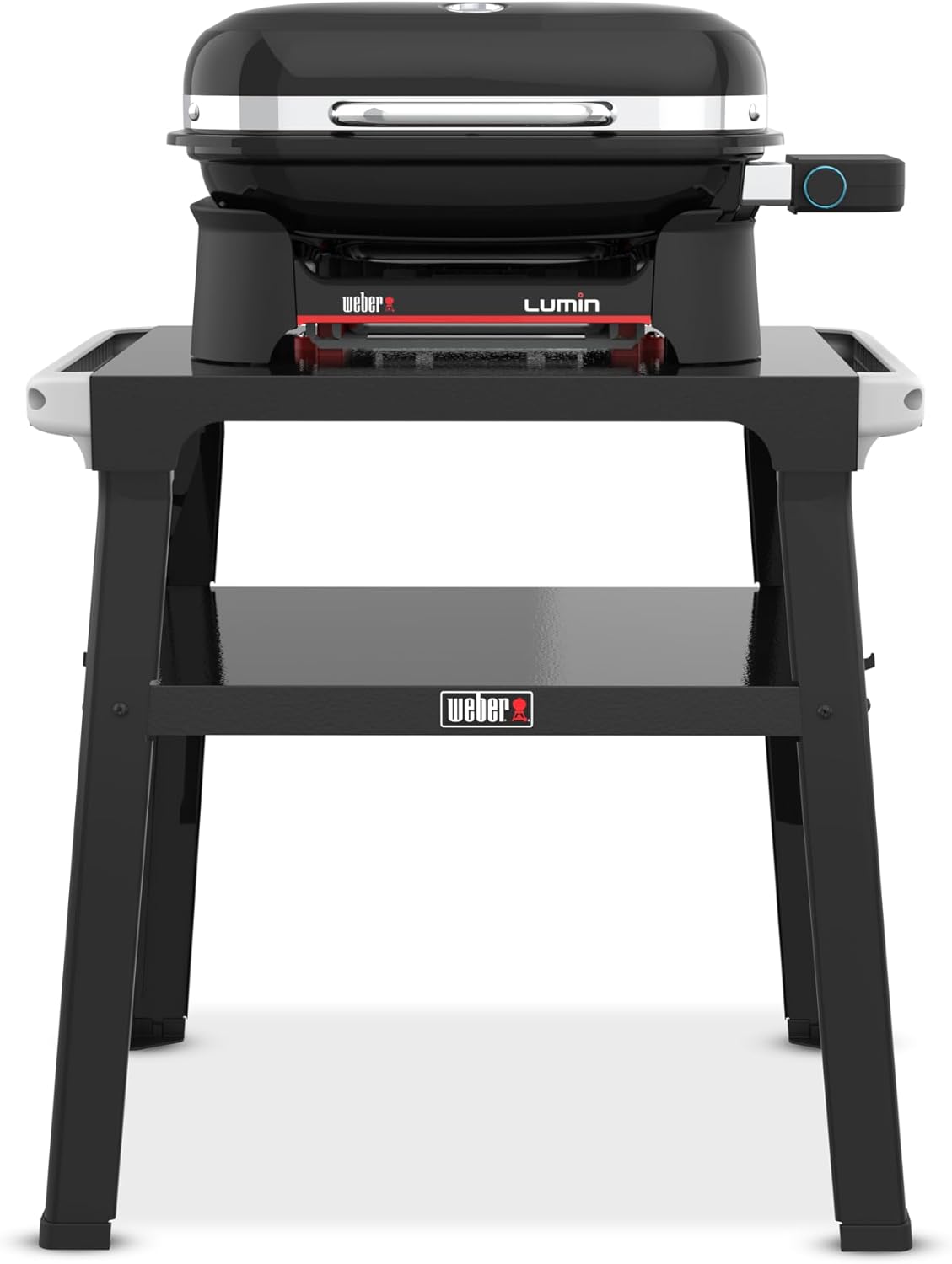 Barbacoa eléctrica compacta Weber Lumin con soporte, termómetro en tapa, superficie 43x32 cm